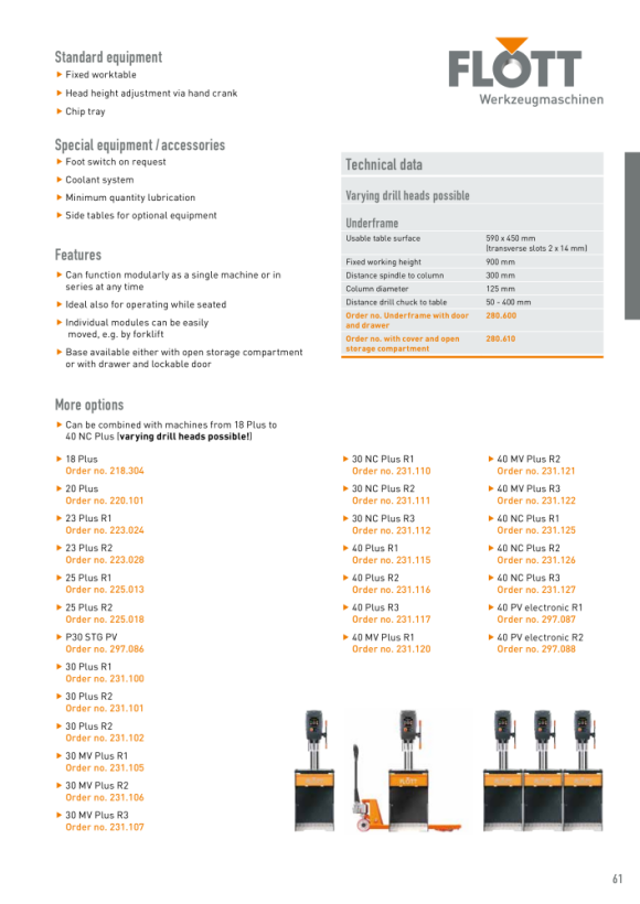 Flott Perceuse en ligne sous bâti module 280600