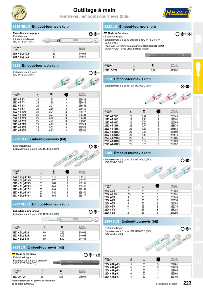 HAZET catalogue principal Nb. : 2203 - Page 223
