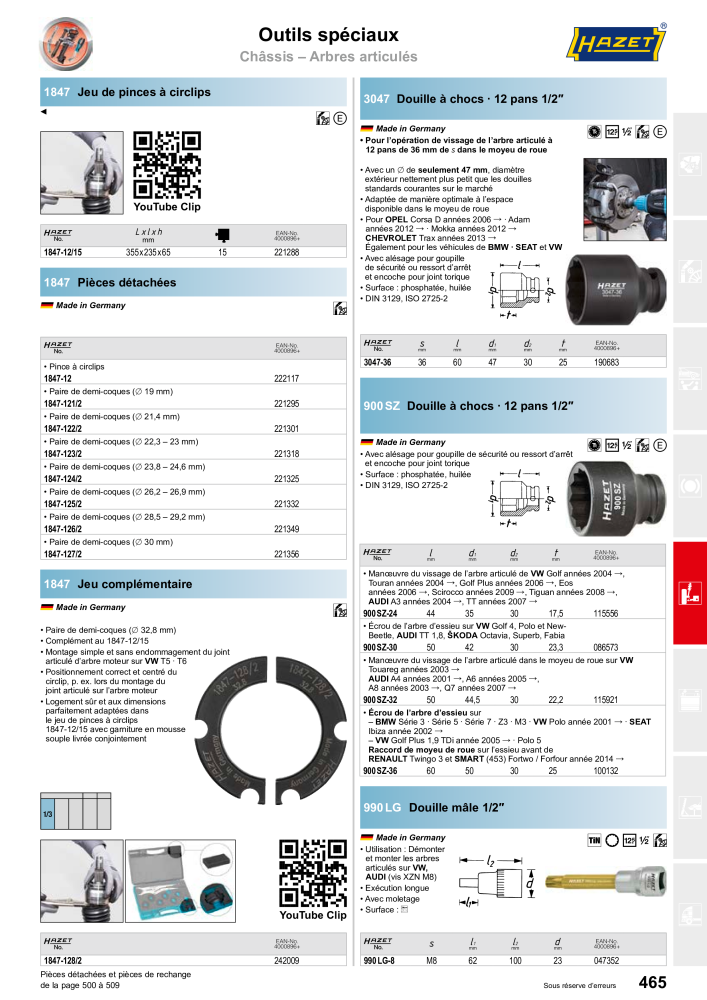 HAZET catalogue principal Nb. : 2203 - Page 465