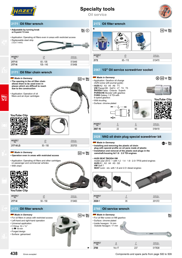 HAZET Main Catalog Nº: 2204 - Página 438