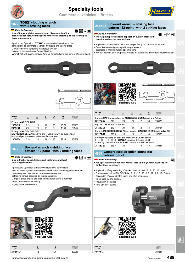 HAZET Main Catalog Nb. : 2204 - Page 489