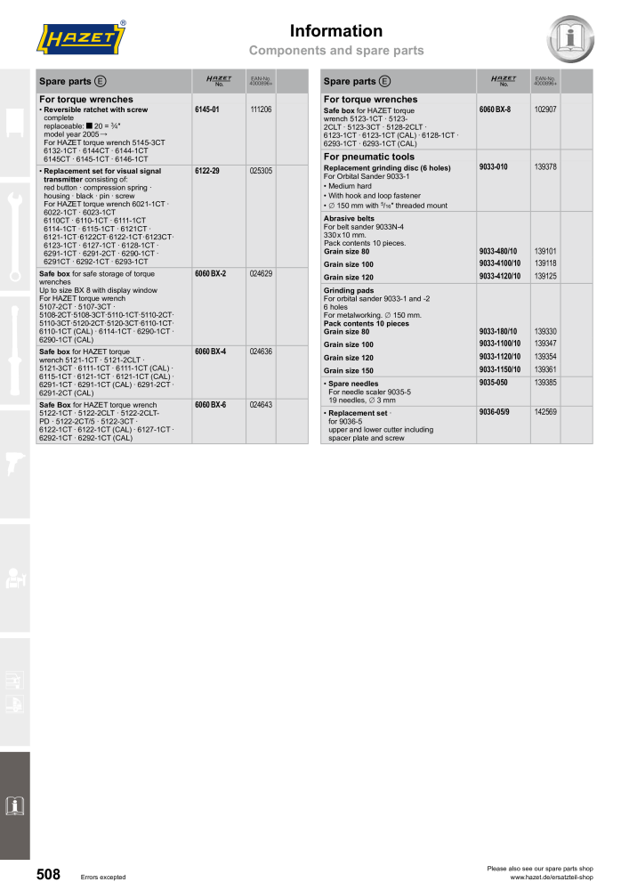 HAZET Main Catalog Nº: 2204 - Página 508