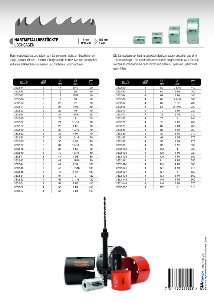 BAHCO Katalog Lochsägen NR.: 2224 - Side 6