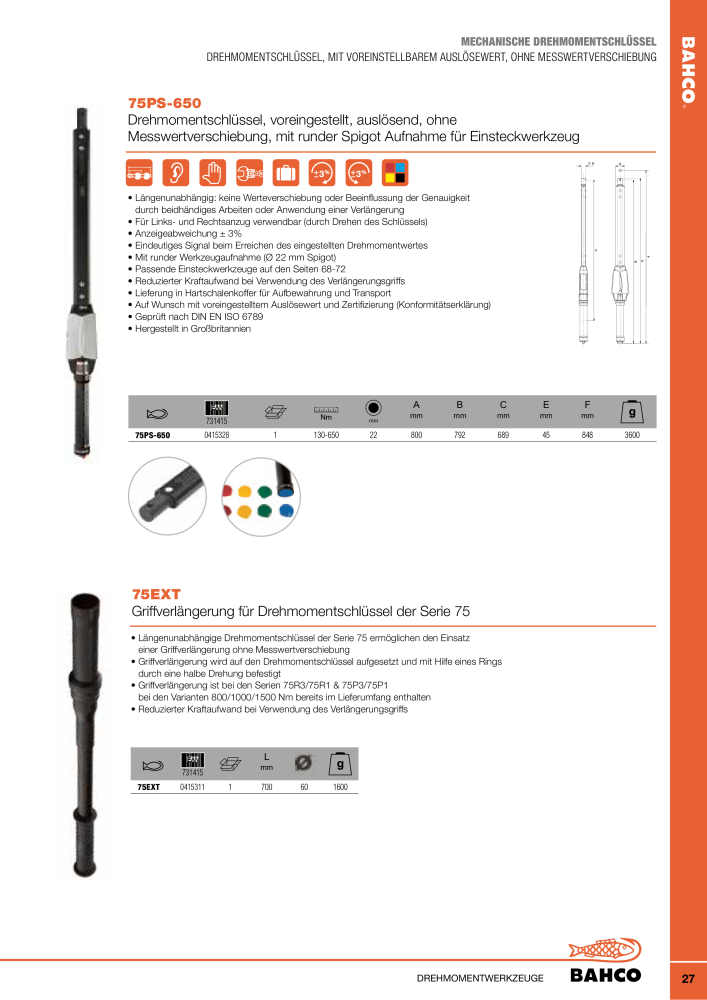 BAHCO Drehmomentwerkzeug NR.: 2226 - Seite 27