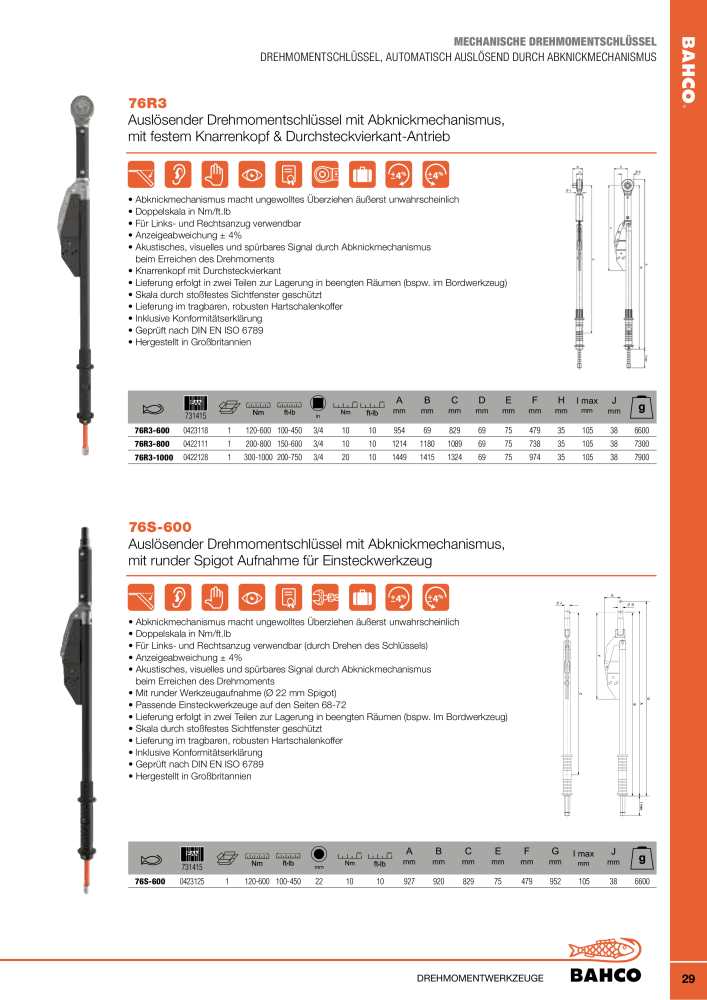 BAHCO Drehmomentwerkzeug NR.: 2226 - Seite 29
