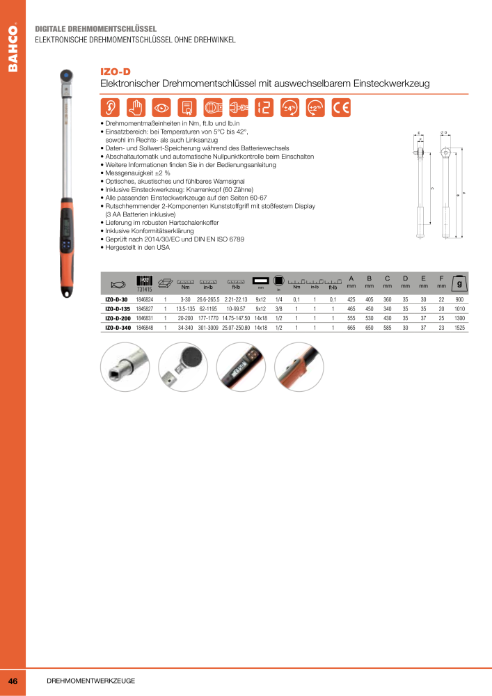 BAHCO Drehmomentwerkzeug NR.: 2226 - Seite 46