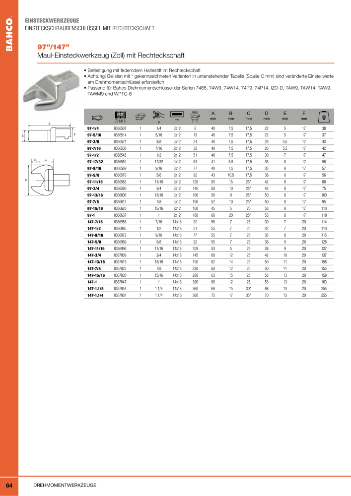 BAHCO Drehmomentwerkzeug Nº: 2226 - Página 64