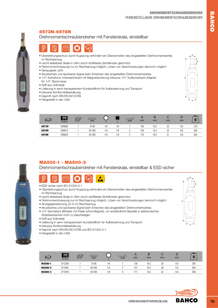 BAHCO Drehmomentwerkzeug Nº: 2226 - Página 79