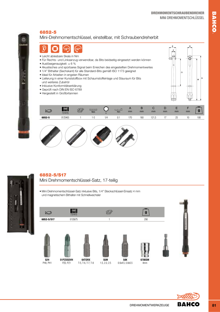 BAHCO Drehmomentwerkzeug Nº: 2226 - Página 81