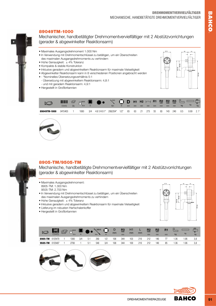 BAHCO Drehmomentwerkzeug NR.: 2226 - Seite 91