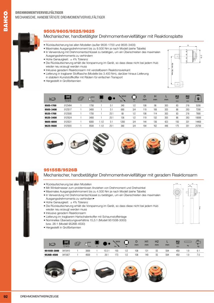 BAHCO Drehmomentwerkzeug Nº: 2226 - Página 92
