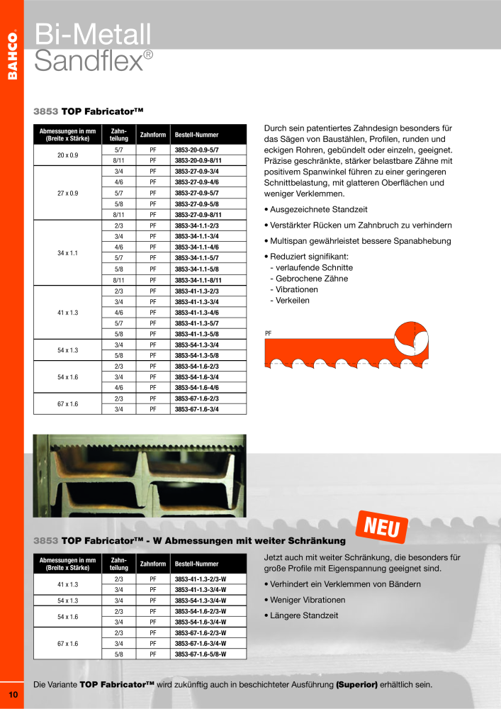 BAHCO Katalog Sägebänder Nº: 2228 - Página 10