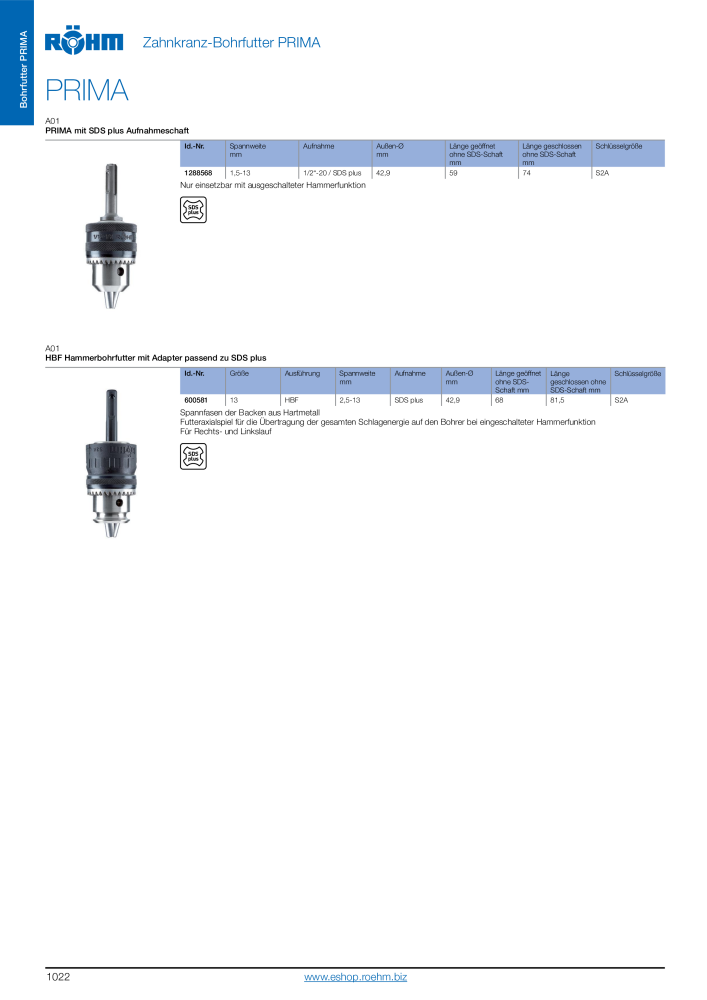 Röhm - Bohrfutter Katalog NR.: 2259 - Seite 24