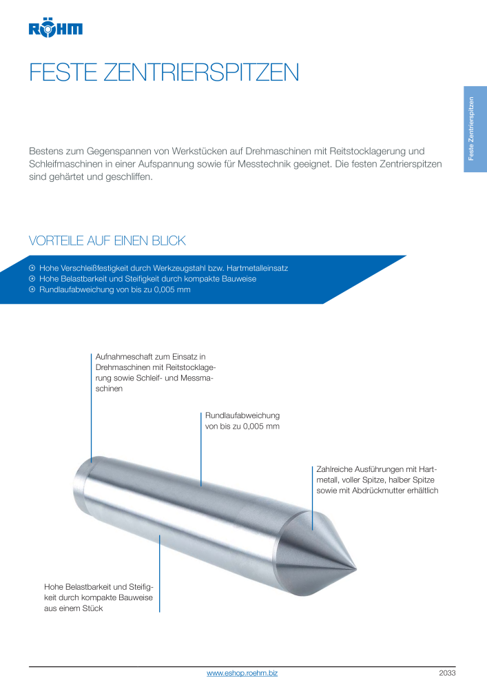 Röhm - Zentrierspitzen und Stirnseiten-Mitnehmer NO.: 2262 - Page 35