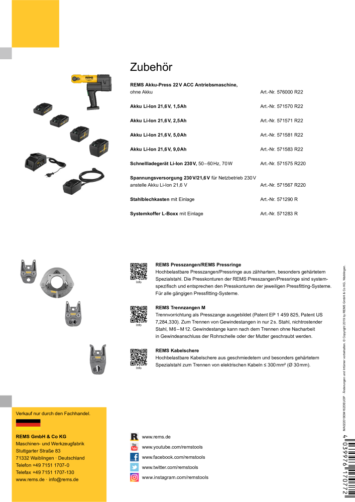 REMS Akku-Press 22 V Version 2019 NR.: 2287 - Strona 6