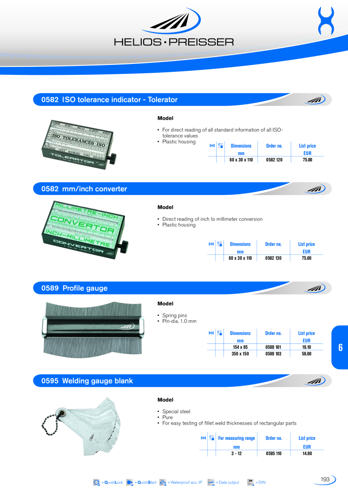 HELIOS - PREISSER Metrology Catalogue NO.: 2297 - Page 190