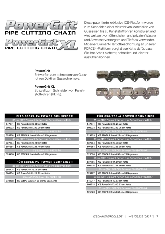 ICS Diamantkette FORCE3-25 25 cm 50DL (für 603/660GC & 814PRO) 584288