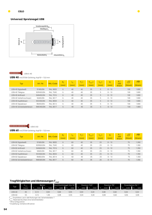 CELO Universal Spreiznagel USN 40 Sepiabraun - Apolo MEA 9M40USN