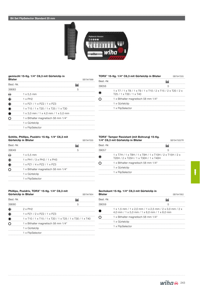 Wiha Hauptkatalog Č. 2373 - Strana 243