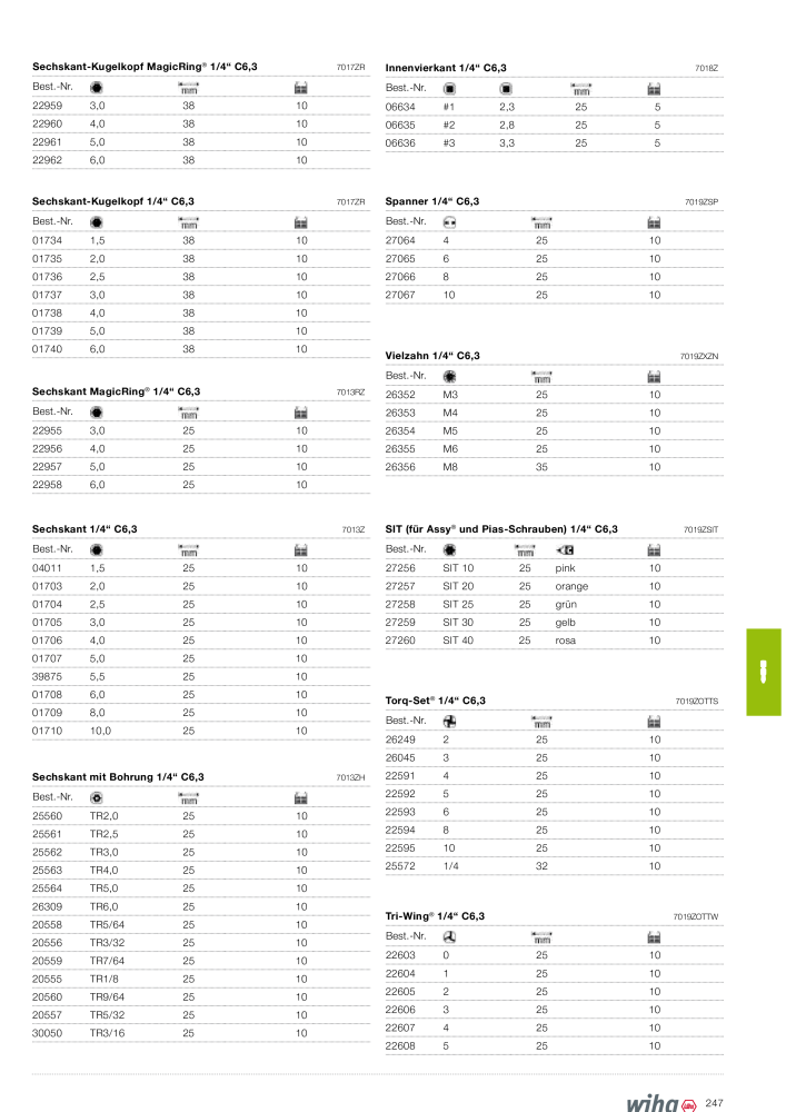 Wiha Hauptkatalog Nb. : 2373 - Page 247