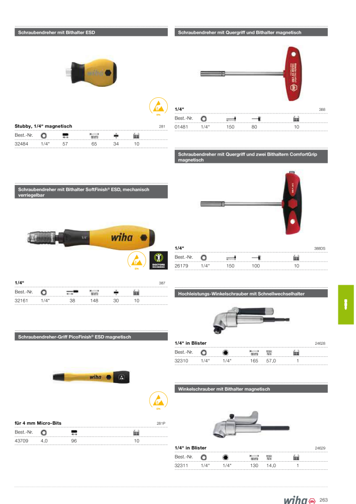 Wiha Hauptkatalog Nb. : 2373 - Page 263