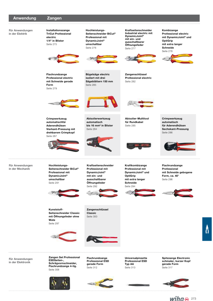 Wiha Hauptkatalog NEJ.: 2373 - Sida 273