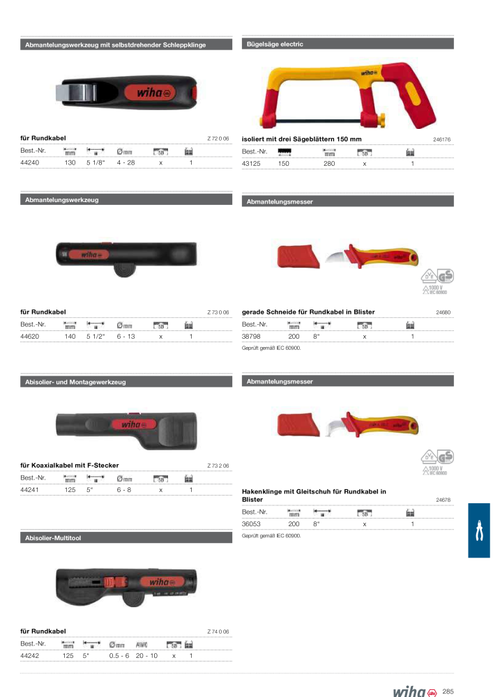 Wiha Hauptkatalog Nº: 2373 - Página 285