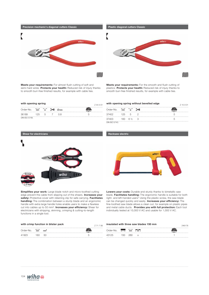 Wiha Tools for electricians NO.: 2376 - Page 104