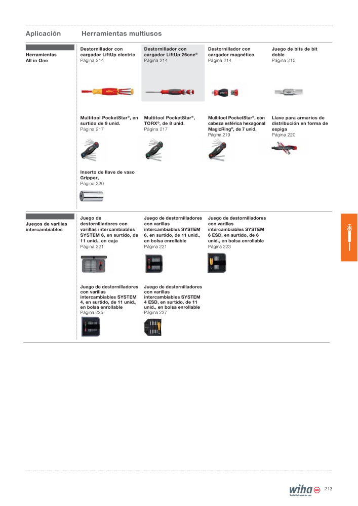 Wiha Catálogo principal NR.: 2385 - Side 213