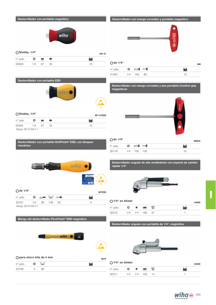 Wiha Catálogo principal NR.: 2385 - Side 283
