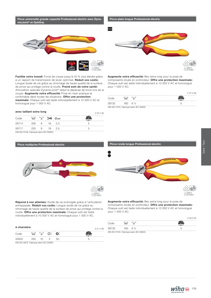 Outils Wiha pour électriciens Nb. : 2388 - Page 109