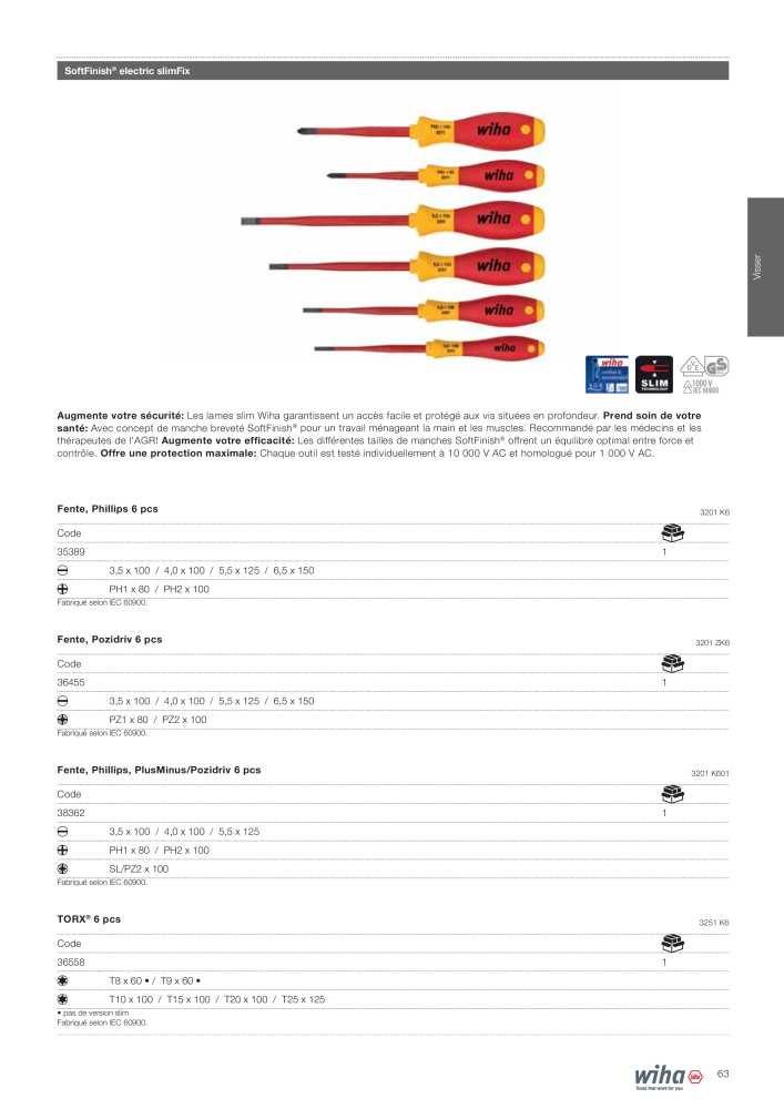 Outils Wiha pour électriciens Nb. : 2388 - Page 63