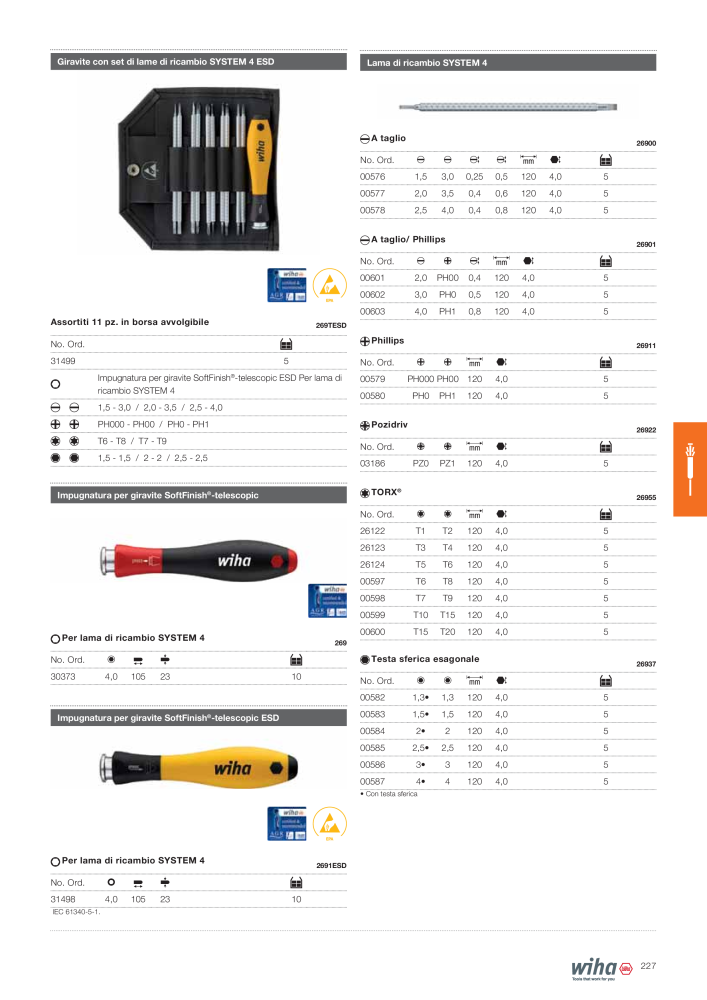 Catalogo principale di Wiha NEJ.: 2391 - Sida 227