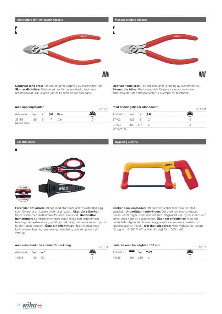 Wiha VDE-verktyg för elektriker NEJ.: 2392 - Sida 104