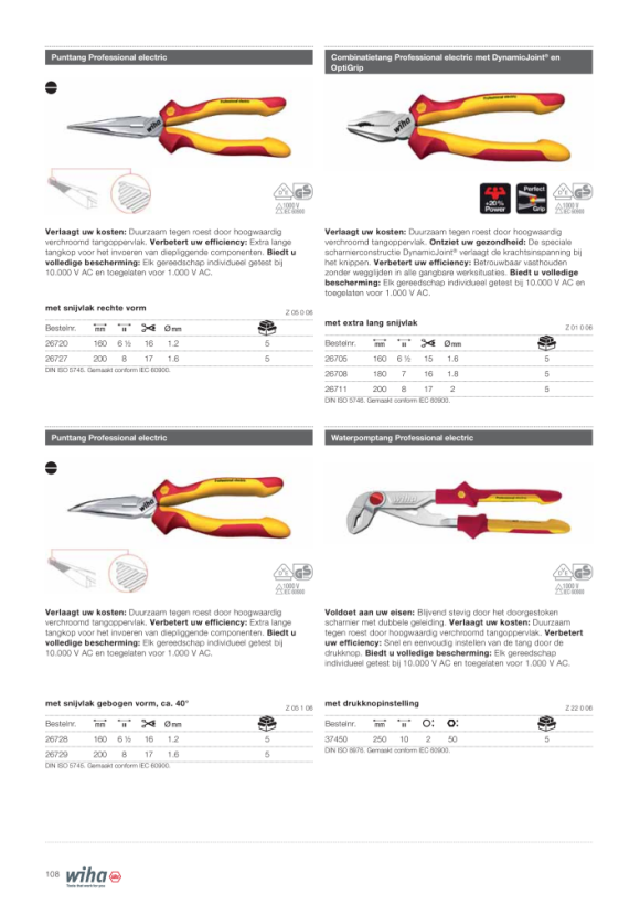 Wiha Lange rondbektang Professional electric (26735) 160 mm