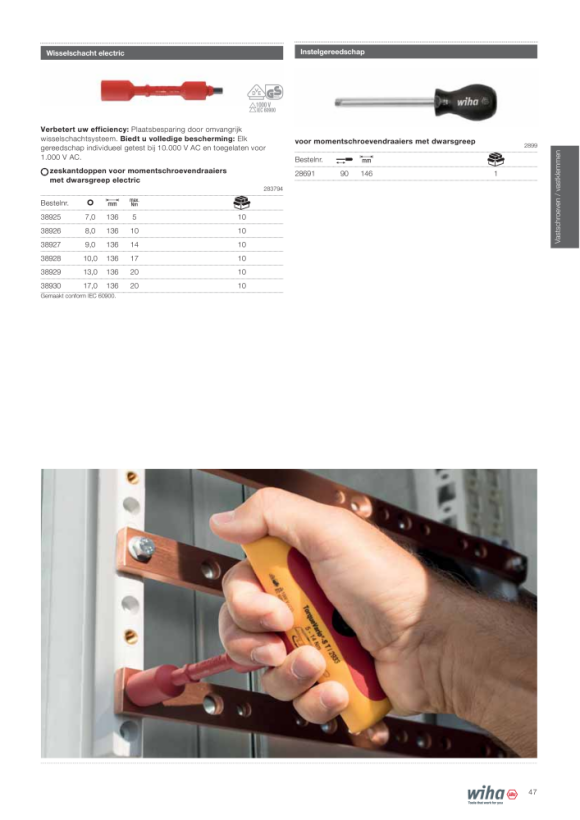 Wiha Wisselschacht electric zeskantdopsleutel voor momentschroevendraaiers met dwarsgreep electric (38928) 10,0 mm x 136 mm, 17 Nm