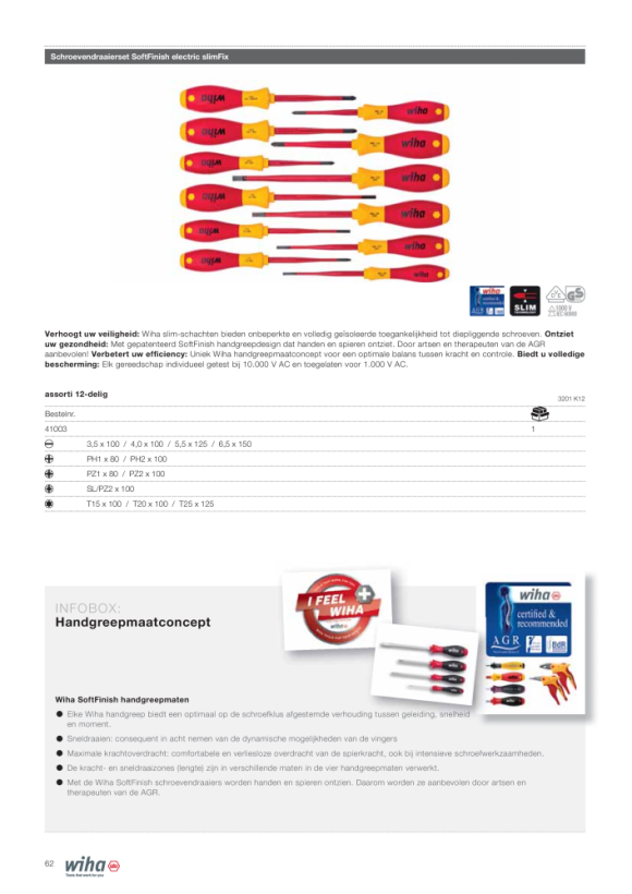 Wiha Schroevendraaierset SoftFinish electric slimFix assorti 12-delig (41003)