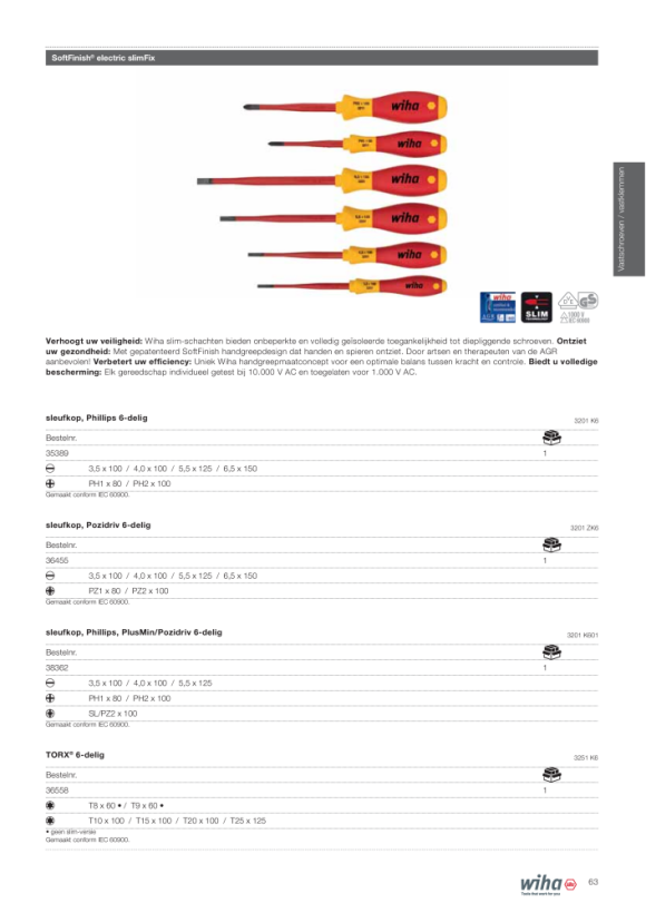 Wiha Schroevendraaierset SoftFinish electric slimFix assorti 12-delig (41003)