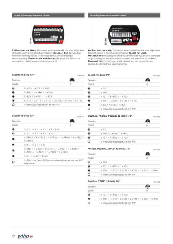 Wiha Bitset XLSelector Standard 25 mm assorti 31-delig 1/4 (29417)