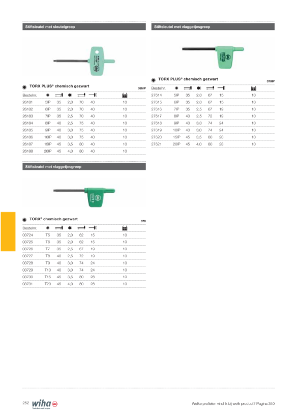 Wiha Stiftsleutel met sleutelgreep TORX PLUS® chemisch gezwart (26184) 8IP x 40 mm