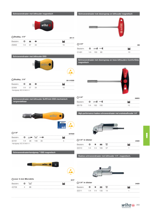 Wiha Schroevendraaier met dwarsgreep en bithouder magnetisch 1/4 (01481) 150 mm