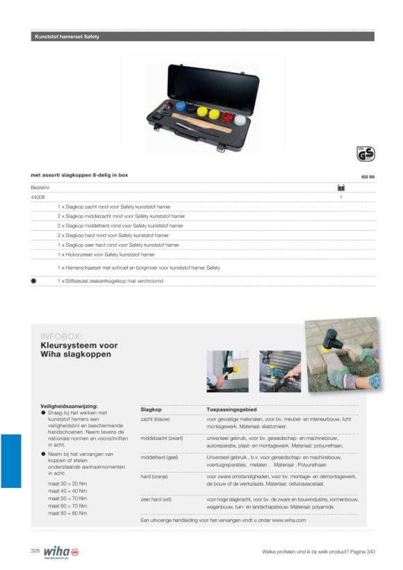 Wiha Kunststof hamer Safety middelzacht/middelzacht met hickorysteel, rond-slagkop (26433) 60 mm