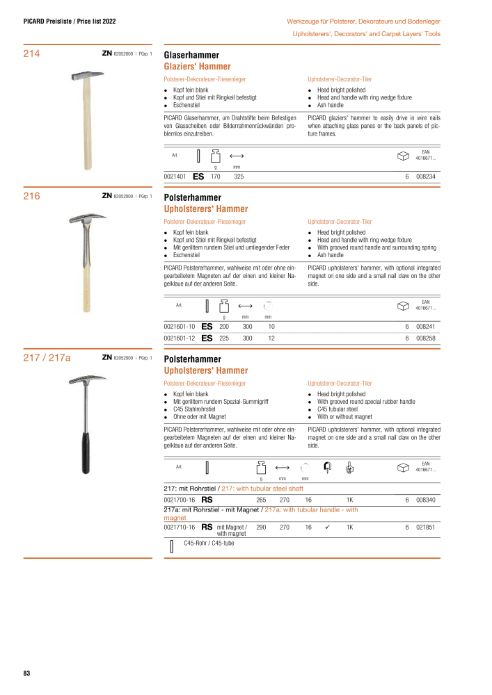 PICARD Katalog Hämmer NR.: 240 - Seite 86