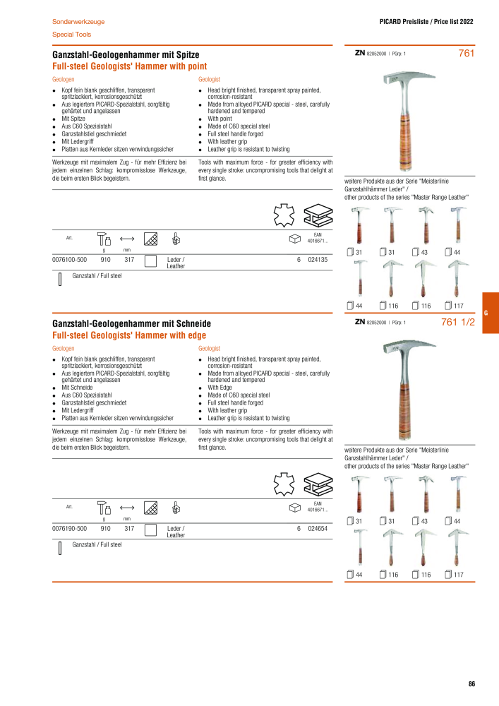 PICARD Katalog Hämmer NR.: 240 - Seite 89