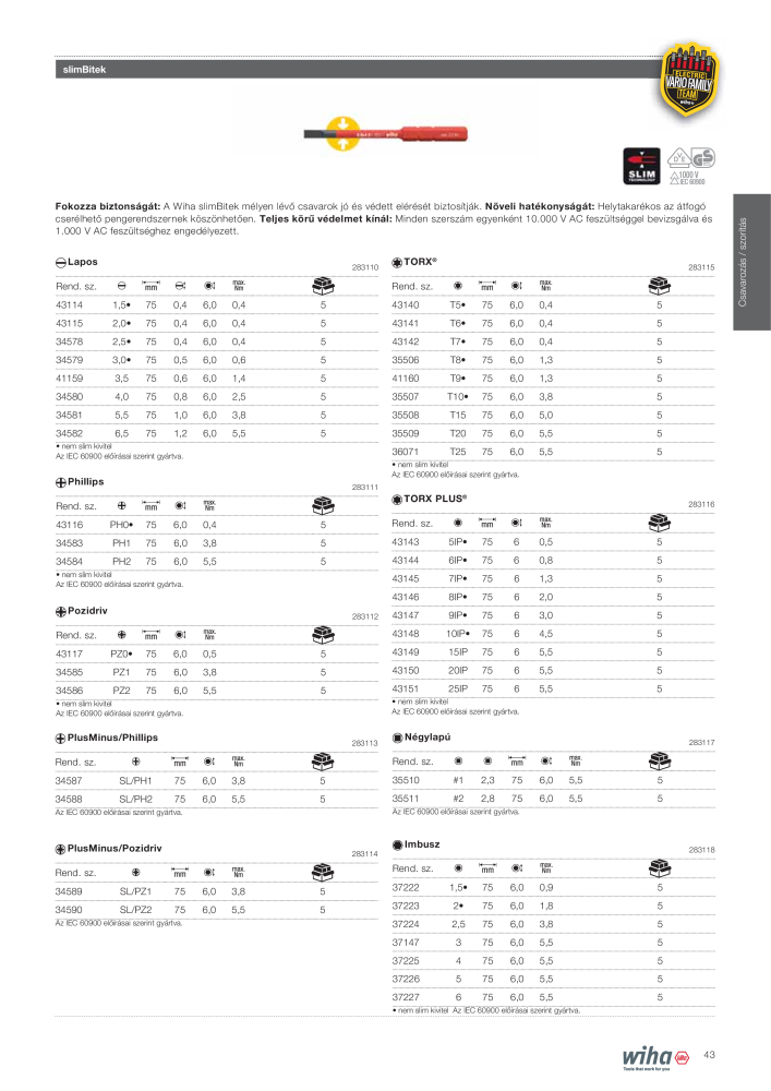 Wiha szerszámok villanyszerelők számára NR.: 2401 - Pagina 43