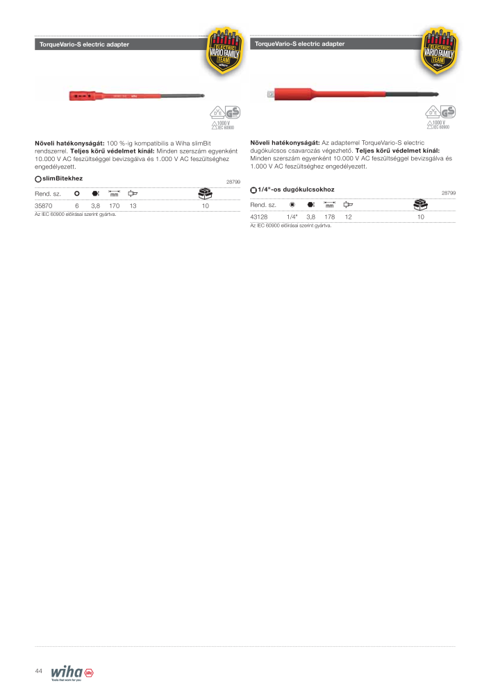 Wiha szerszámok villanyszerelők számára Č. 2401 - Strana 44