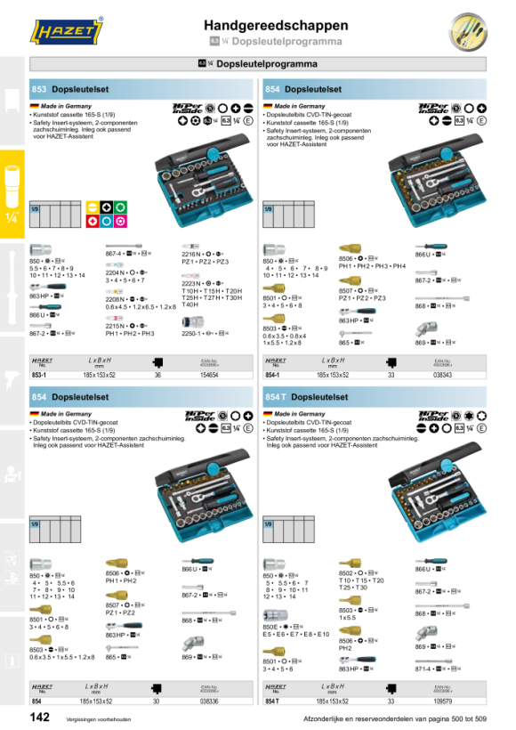 HAZET Dopsleutelset - vierkant hol 6,3 mm (1/4 inch) - buitenzeskant trekprofiel, buiten TORX® profiel, binnen TORX® profiel, gleufprofiel, kruiskopprofiel PH, binnenzeskant profiel - aantal gereedschappen: 40 855-1