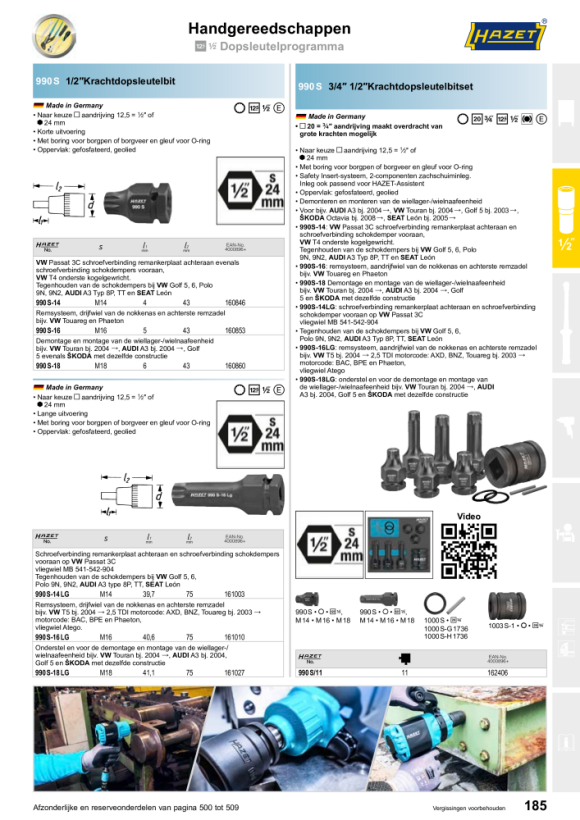 HAZET Power XZN schroevendraaierbit - vierkant 12,5 mm (1/2 inch), buitenzeskant 24 mm - intern splineprofiel XZN - M18 990S-18