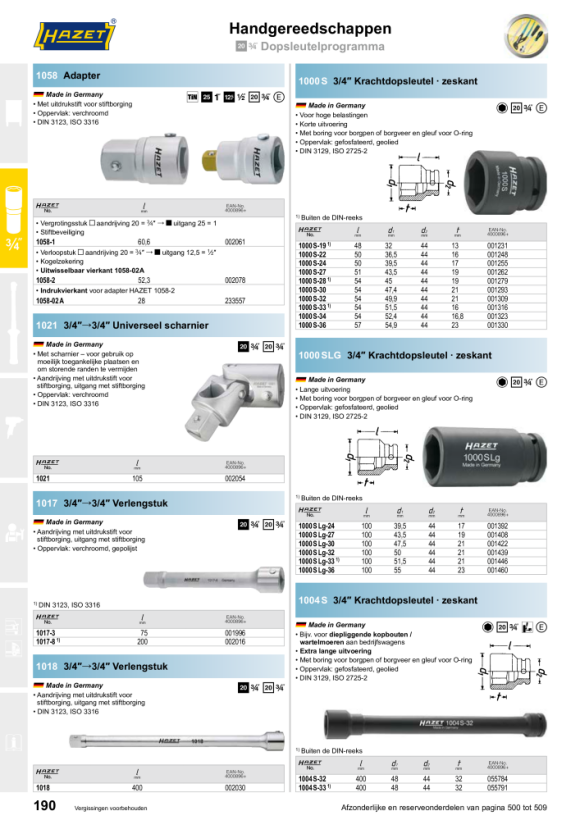 HAZET Verlengstuk - Vierkant hol 20 mm (3/4 inch) - Vierkant massief 20 mm (3/4 inch) 1017-3