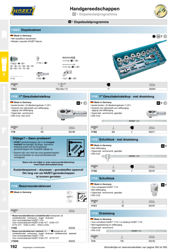 HAZET Reserveonderdelenset voor versnellingspook 1116/6